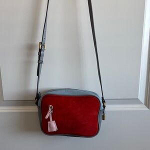 J. Crew Red and Gray Crossbody Bag